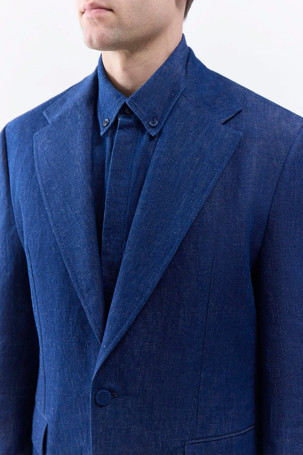 high-end Wind Blocker Leiva Blazer in Recycled Cotton Linen Denim