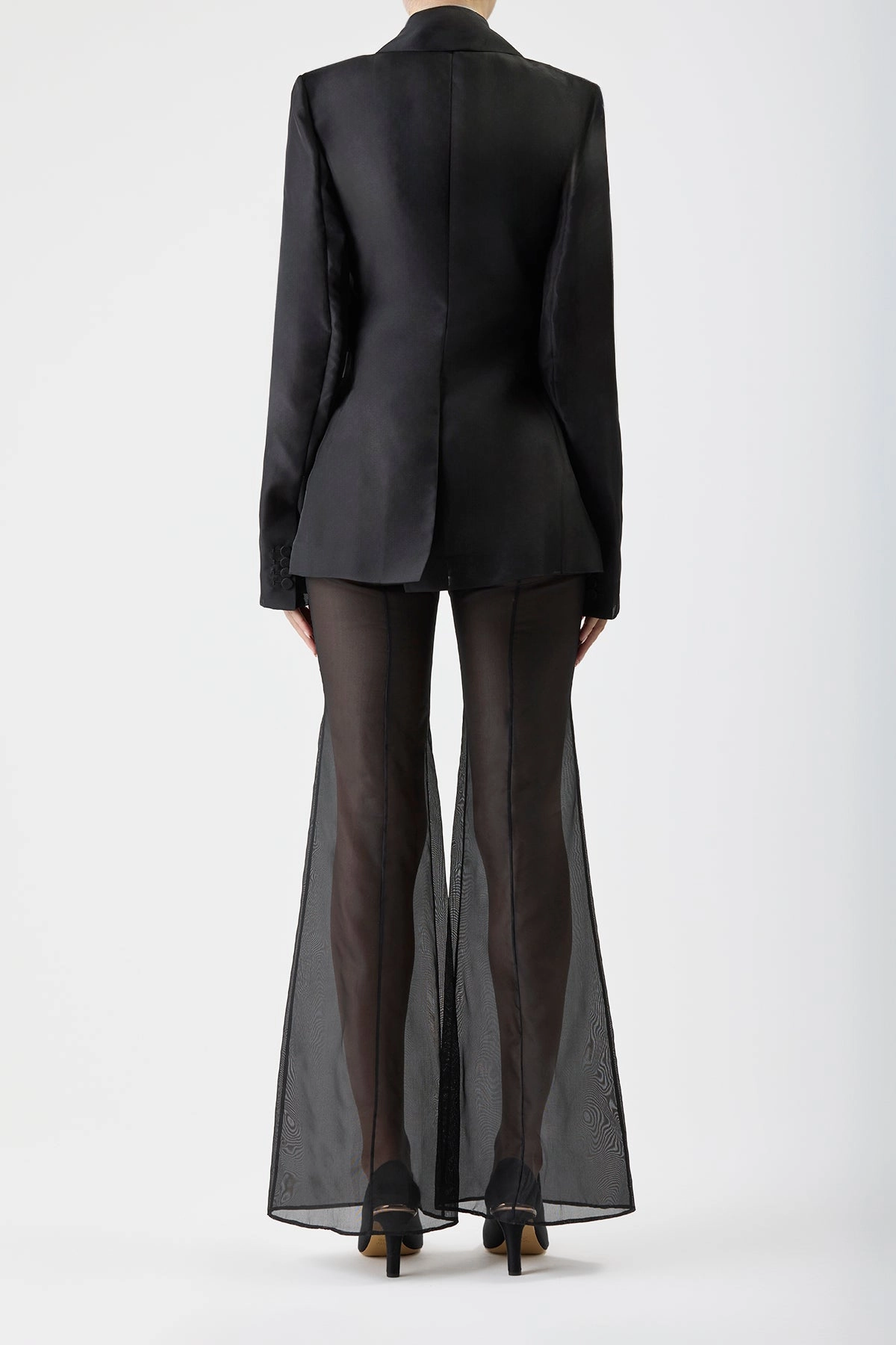 Leiva Sheer Blazer in Black Silk Organza Sleek Office Style