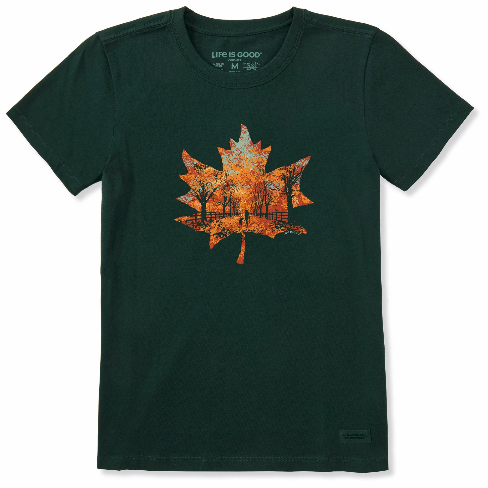 Women's Leaf Your Worries Behind Short Sleeve Crusher Tee Non Iron Fabric Embroidered