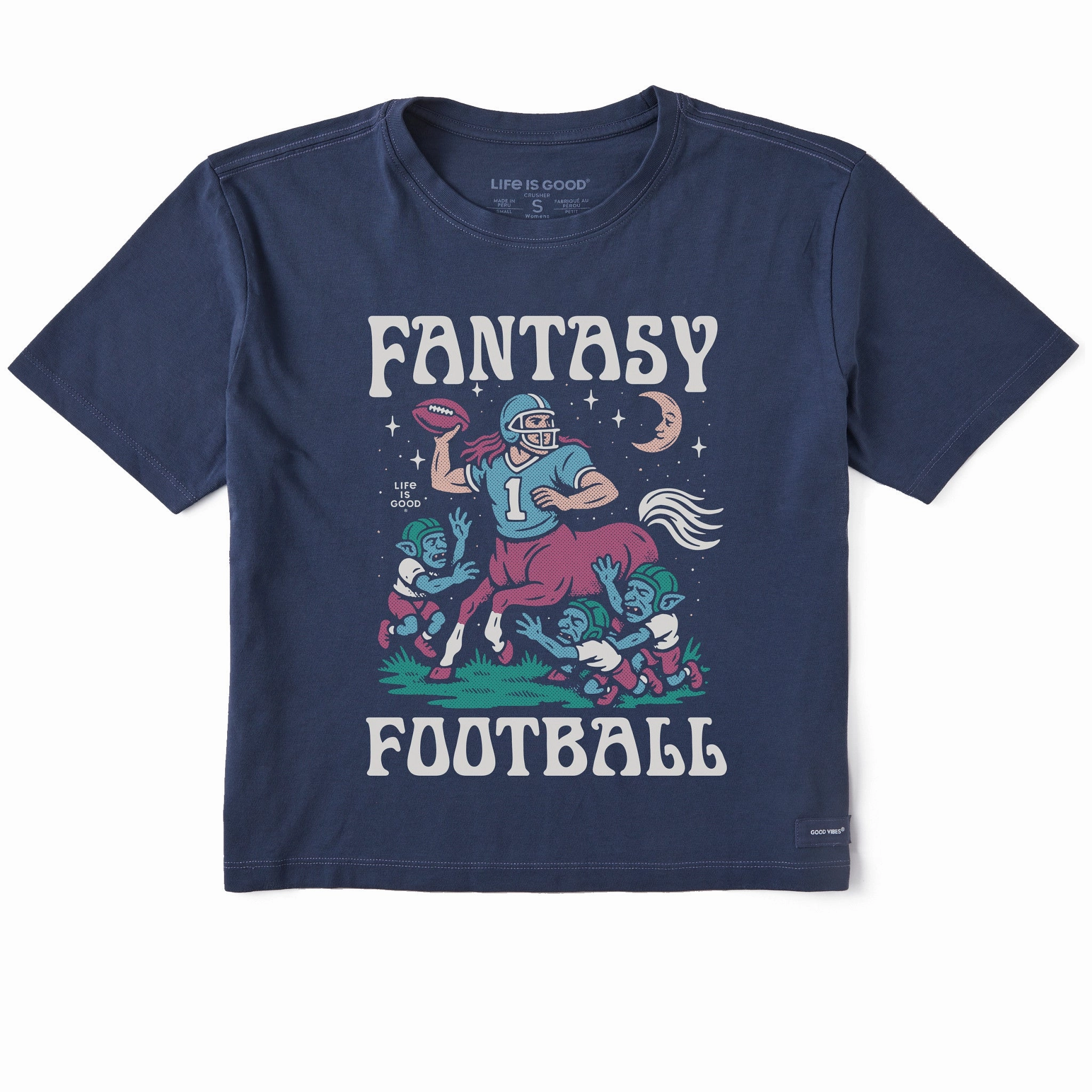 Lightweight Design Women's Fantasy Football Centaur v. Goblins Short Sleeve Crusher Boxy Tee