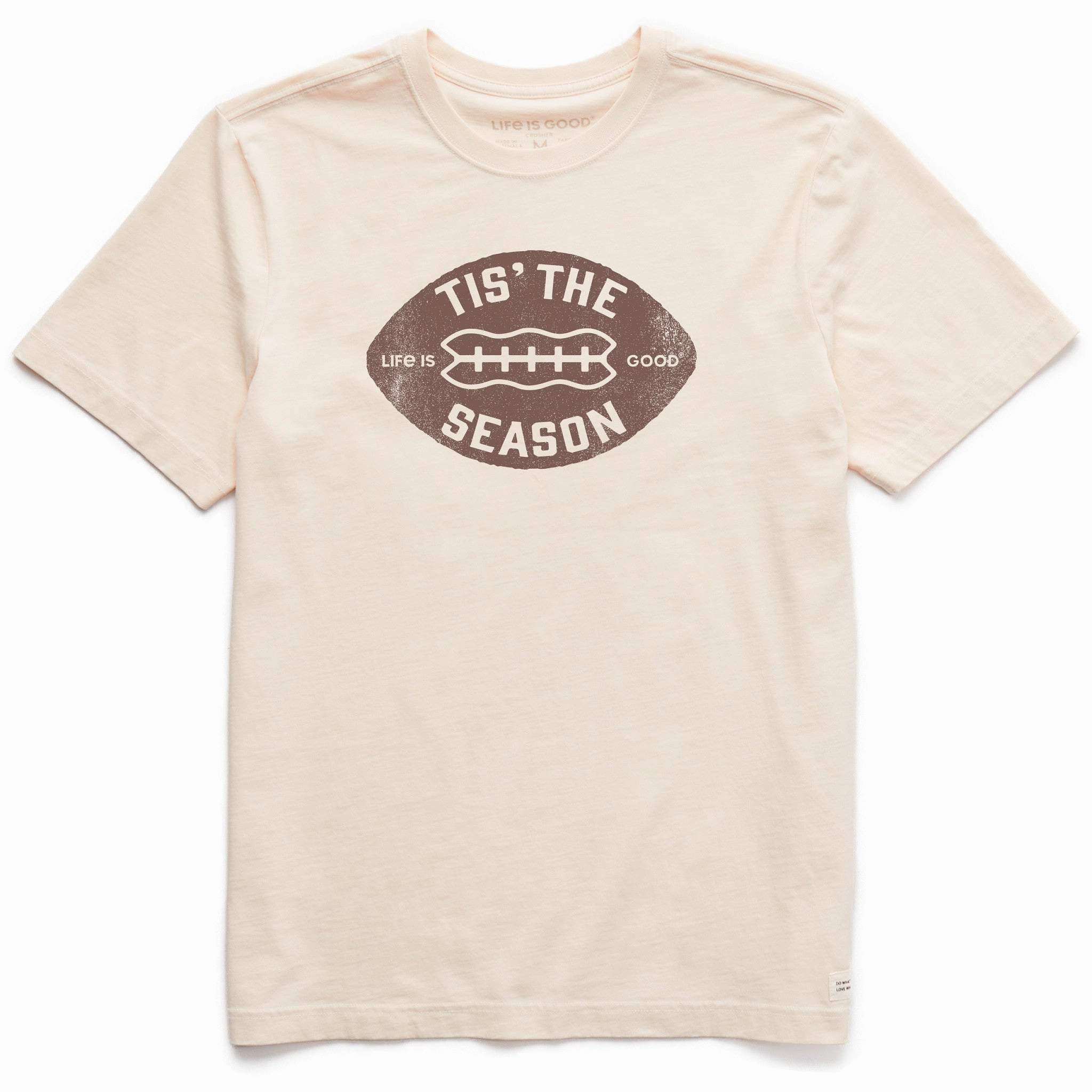 Men's Tis the Season Football Shape Short Sleeve Crusher Tee Casual Comfort Layer Everyday Essential