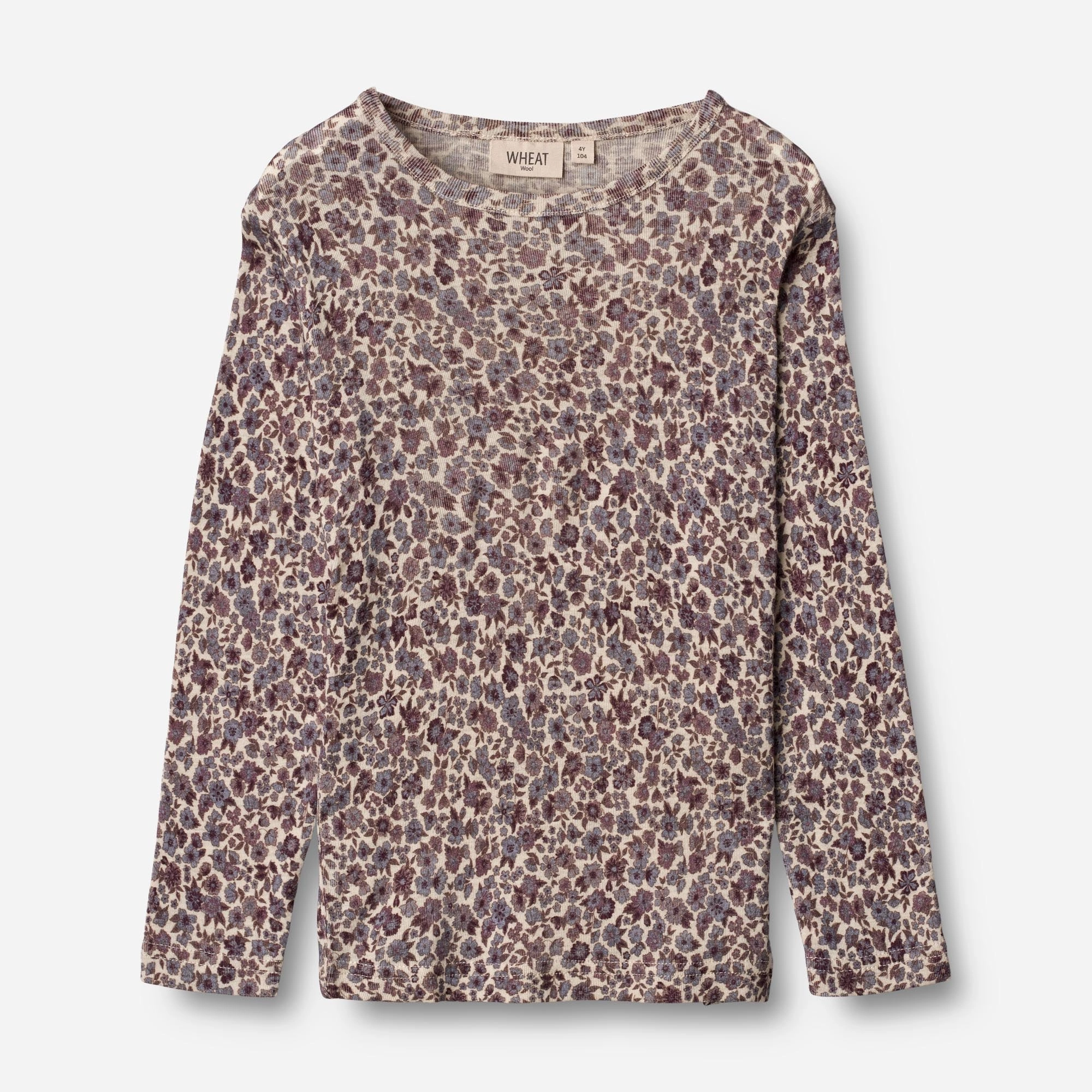 Cozy Layer Wool T-Shirt LS - purple flowers