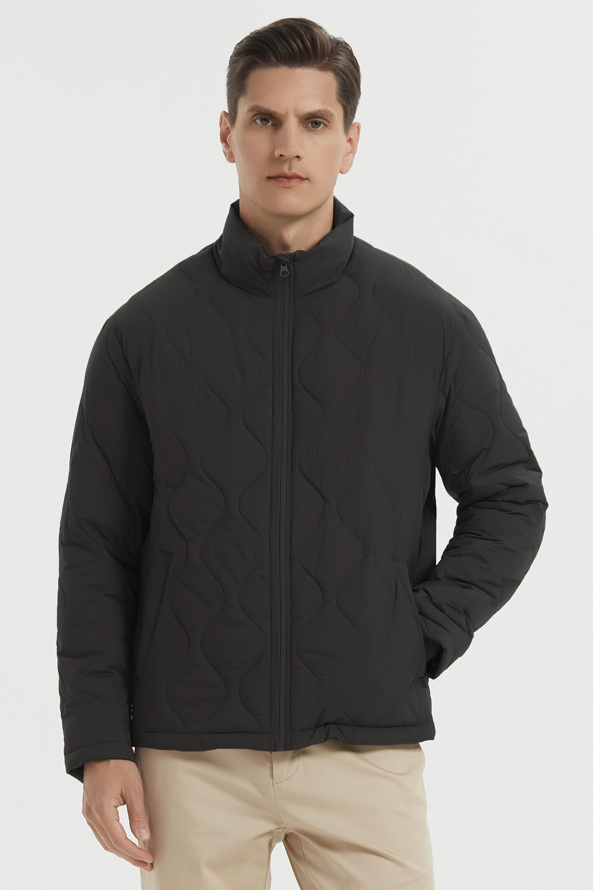 Light Diffusing Fabric Lightweight Quilted Down Bomber Jackets Full Zip