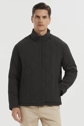 FleeceLined Lightweight Quilted Down Bomber Jackets Full Zip