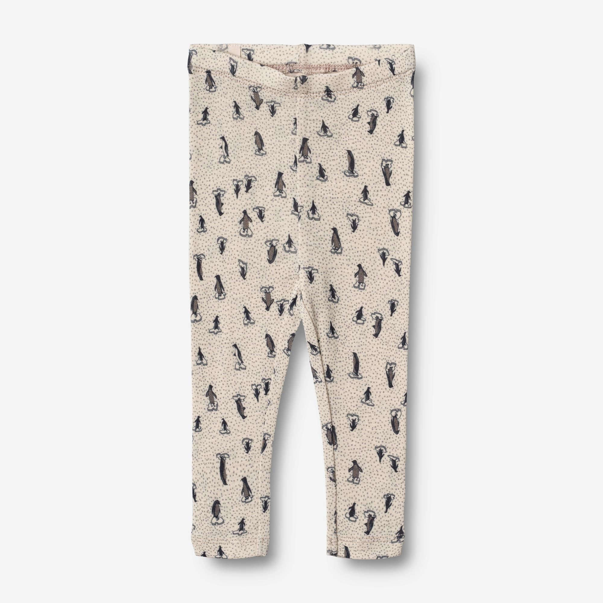 Wool Leggings | Baby - penguins on ice Soft touch finish