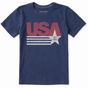 Versatile Style Trend Kids USA Shooting Star Short Sleeve Crusher Tee