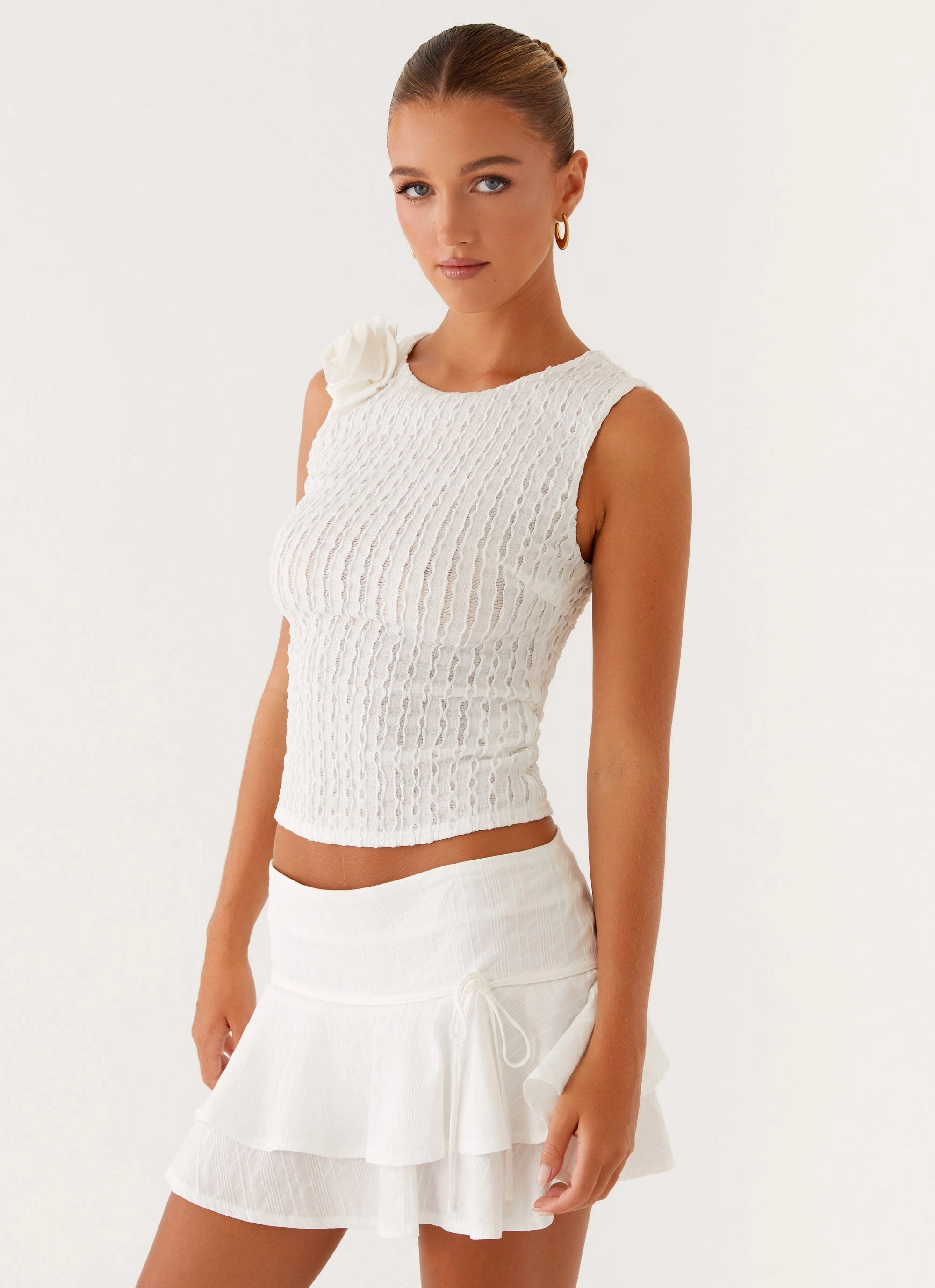 Lisbon Mini Skirt - White Foldable Packability Double Layer Construction