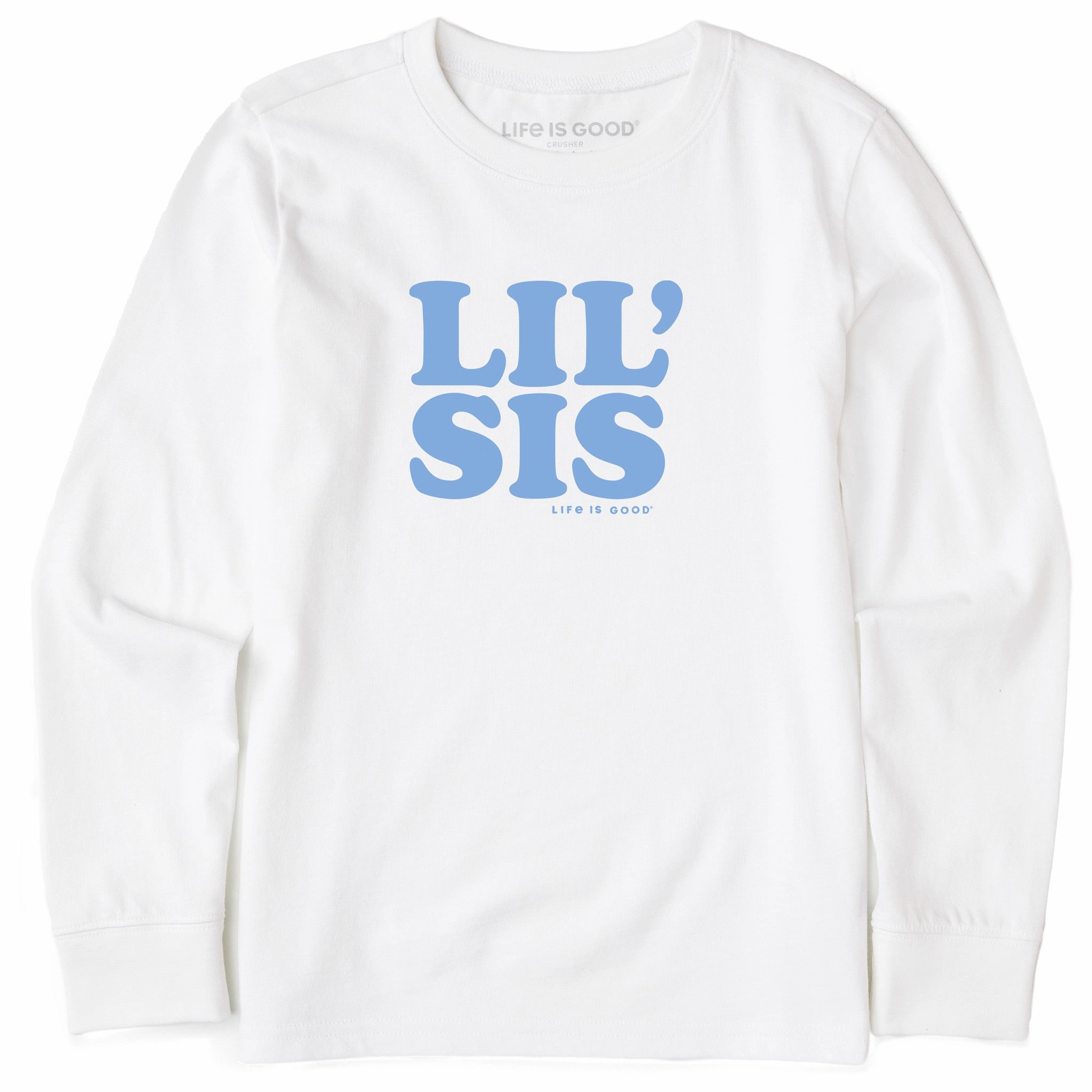 Kids Lil Sis Long Sleeve Crusher Tee Stretch Design RecycledBlend