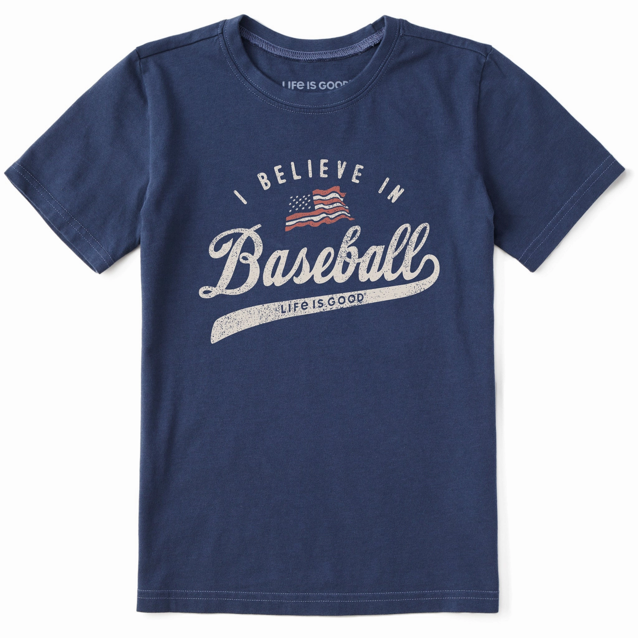 Kids I Believe in Baseball Short Sleeve Crusher Tee Structured silhouette Festival wear