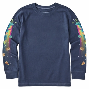 Kids Beam Up the Snacks Long Sleeve Crusher Tee Trendy All-Day