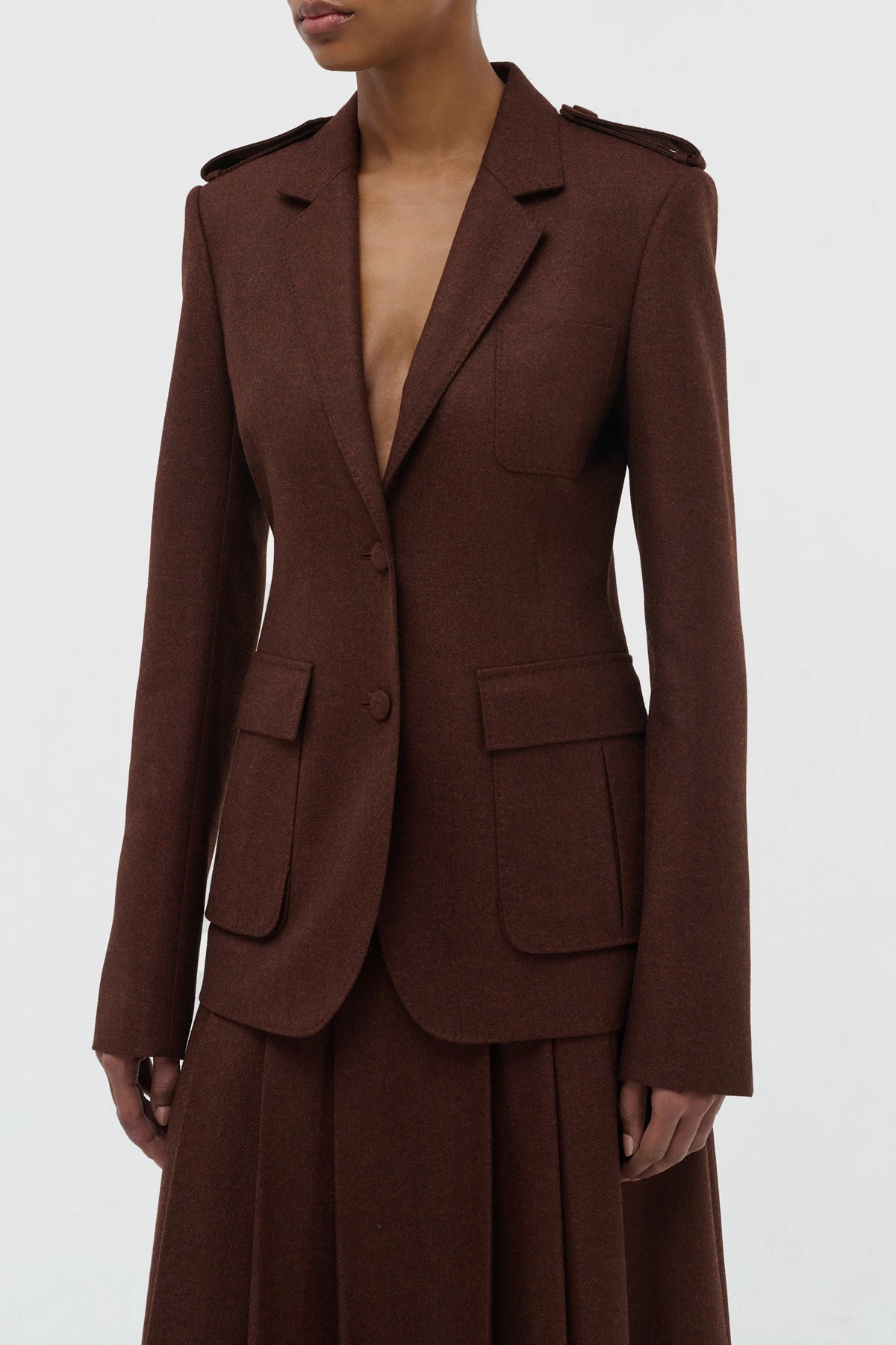 Louisa Blazer in Burnt Sienna Wool Cashmere Flannel Refined Layers Wear Refined Style