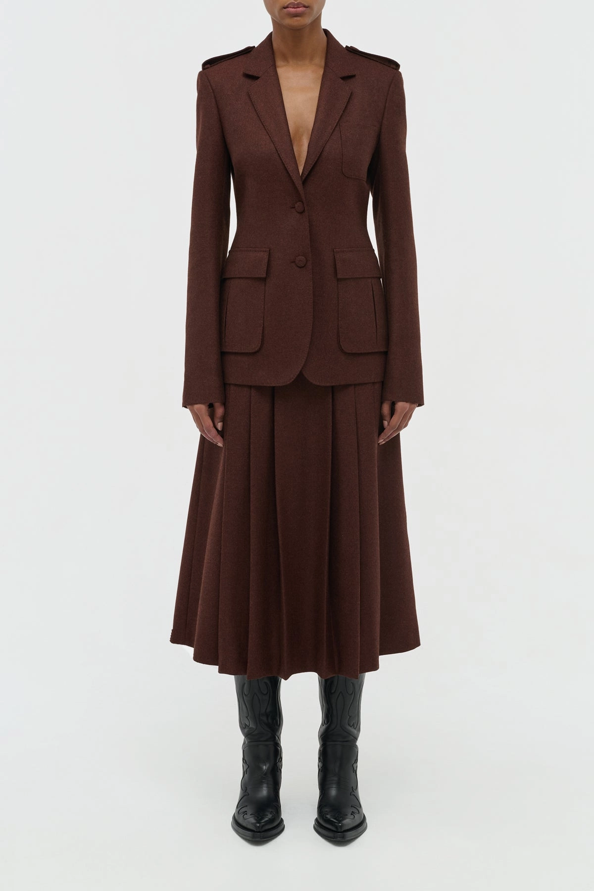 Louisa Blazer in Burnt Sienna Wool Cashmere Flannel Fit For Work
