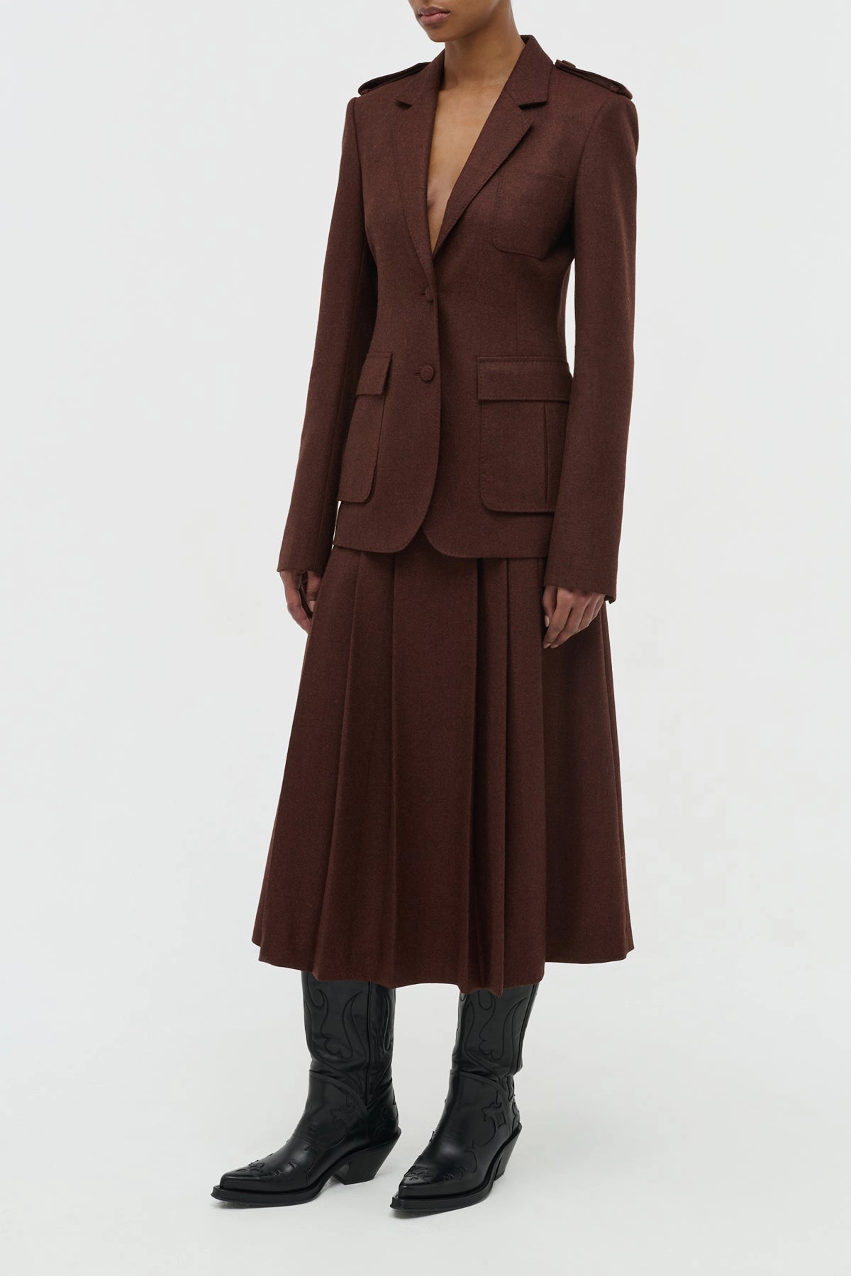 Louisa Blazer in Burnt Sienna Wool Cashmere Flannel Elegant Tailoring