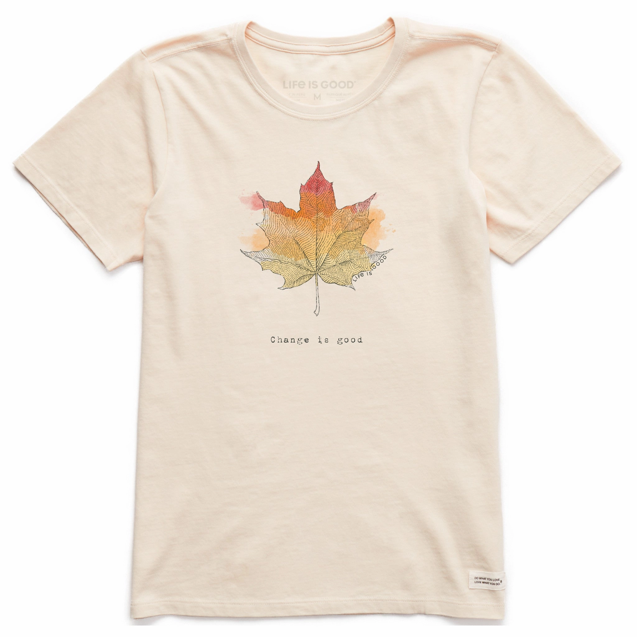 Women's Change Leaf Engraved Short Sleeve Crusher Tee Stylish Everyday Wear