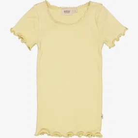 Rib T-Shirt Lace SS - yellow dream Breathable Performance Wear