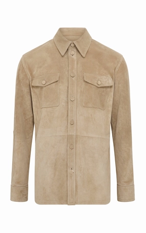 Lucas Overshirt in Camel Suede Water Repel Easy Movement