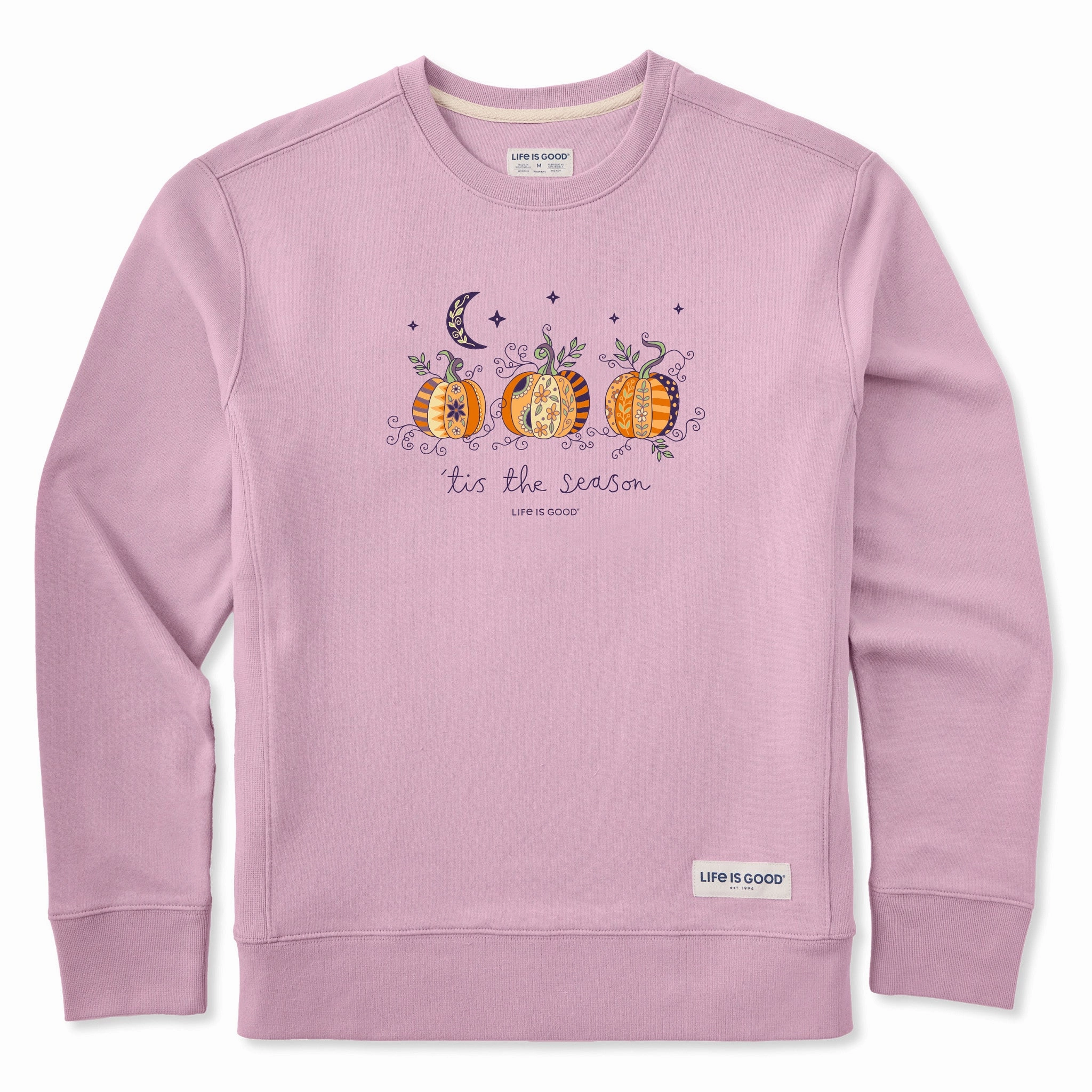 Heather Jersey Material Women's Tis the Season Pumpkins Simply True Crew
