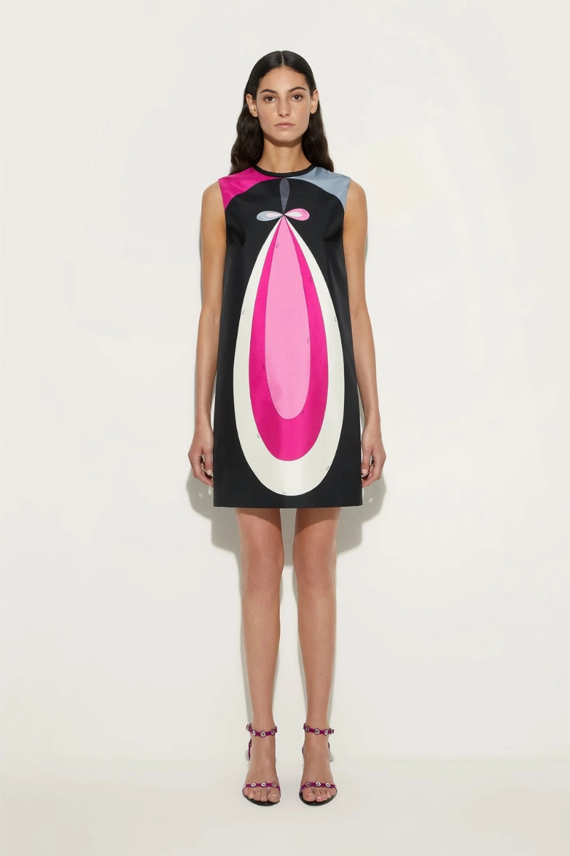 Wrap Charm Maddalena Print Twill Mini Dress