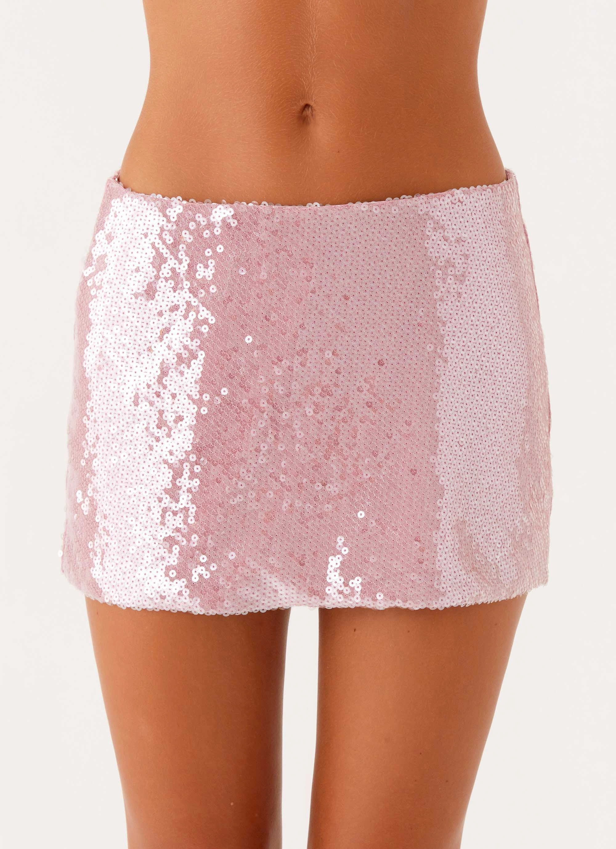 Made For You Low Rise Sequin Mini Skirt - Pink Cozy Movement Flexible Waistband