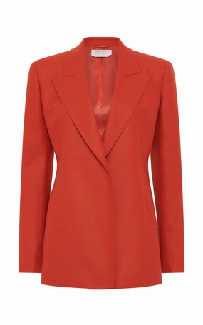 Sharp Wear Sleek Layer Mairi Blazer in Antelope Orange Wool Cashmere Flannel