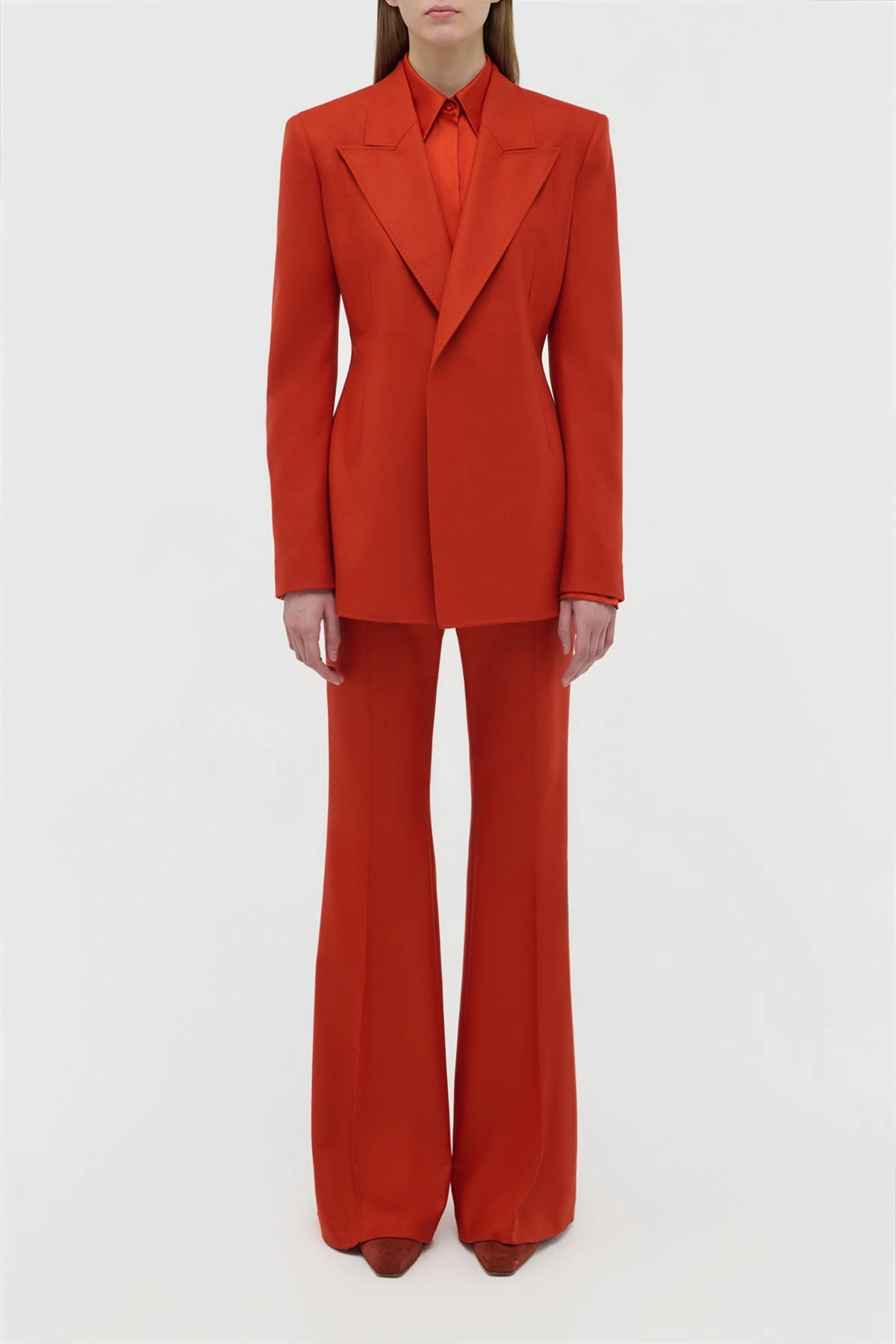 Dapper Design Mairi Blazer in Antelope Orange Wool Cashmere Flannel