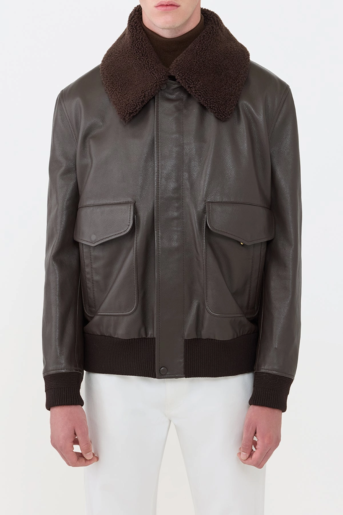 Grant Jacket in Chocolate Leather Durable Outer Layer