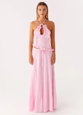Style Staple Key Feature Mariella Linen Maxi Skirt - Pink