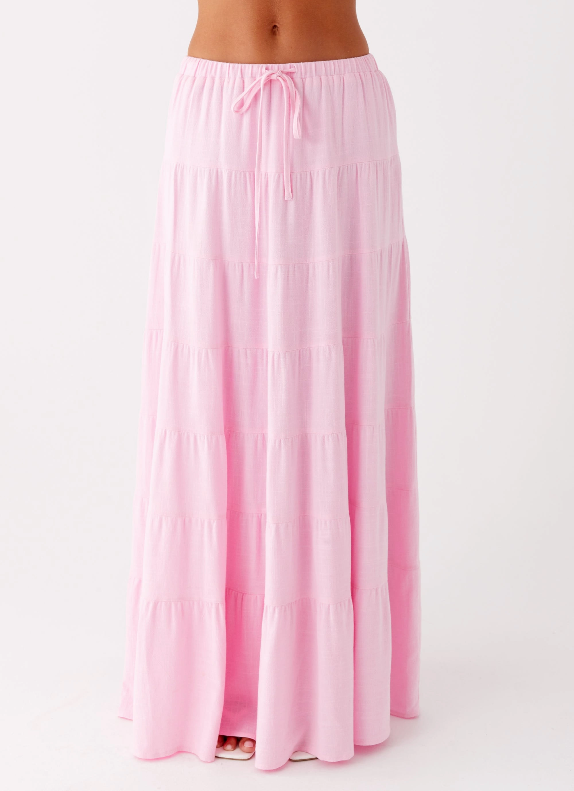 Mariella Linen Maxi Skirt - Pink Editorial Look