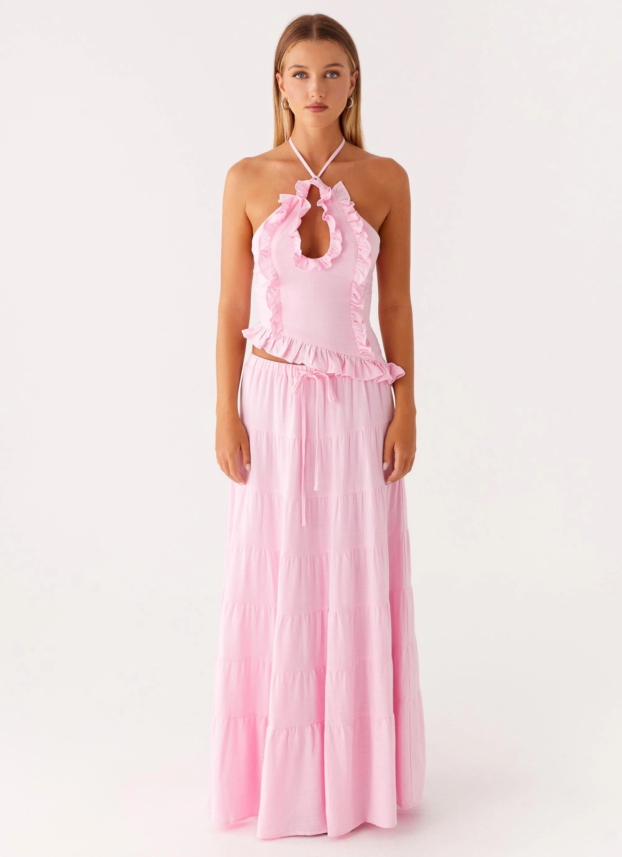 Style Staple Key Feature Mariella Linen Maxi Skirt - Pink