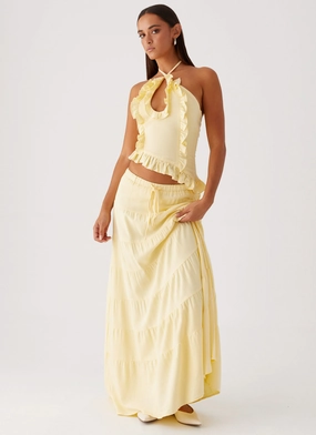 Mariella Linen Maxi Skirt - Yellow Ethically Made Seasonal Drop