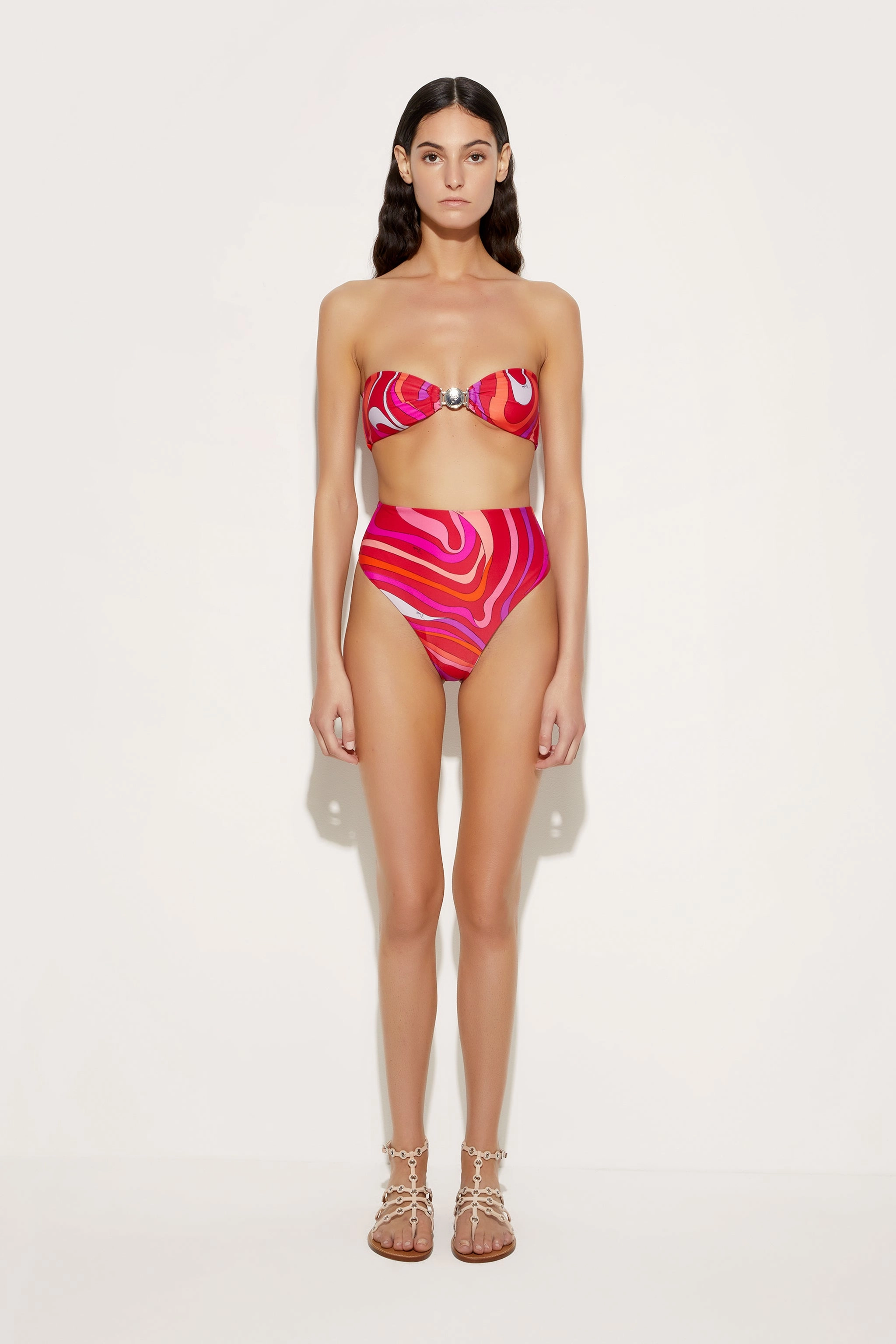 Tension Dispersing Design Marmo High Waist Bikini Brief