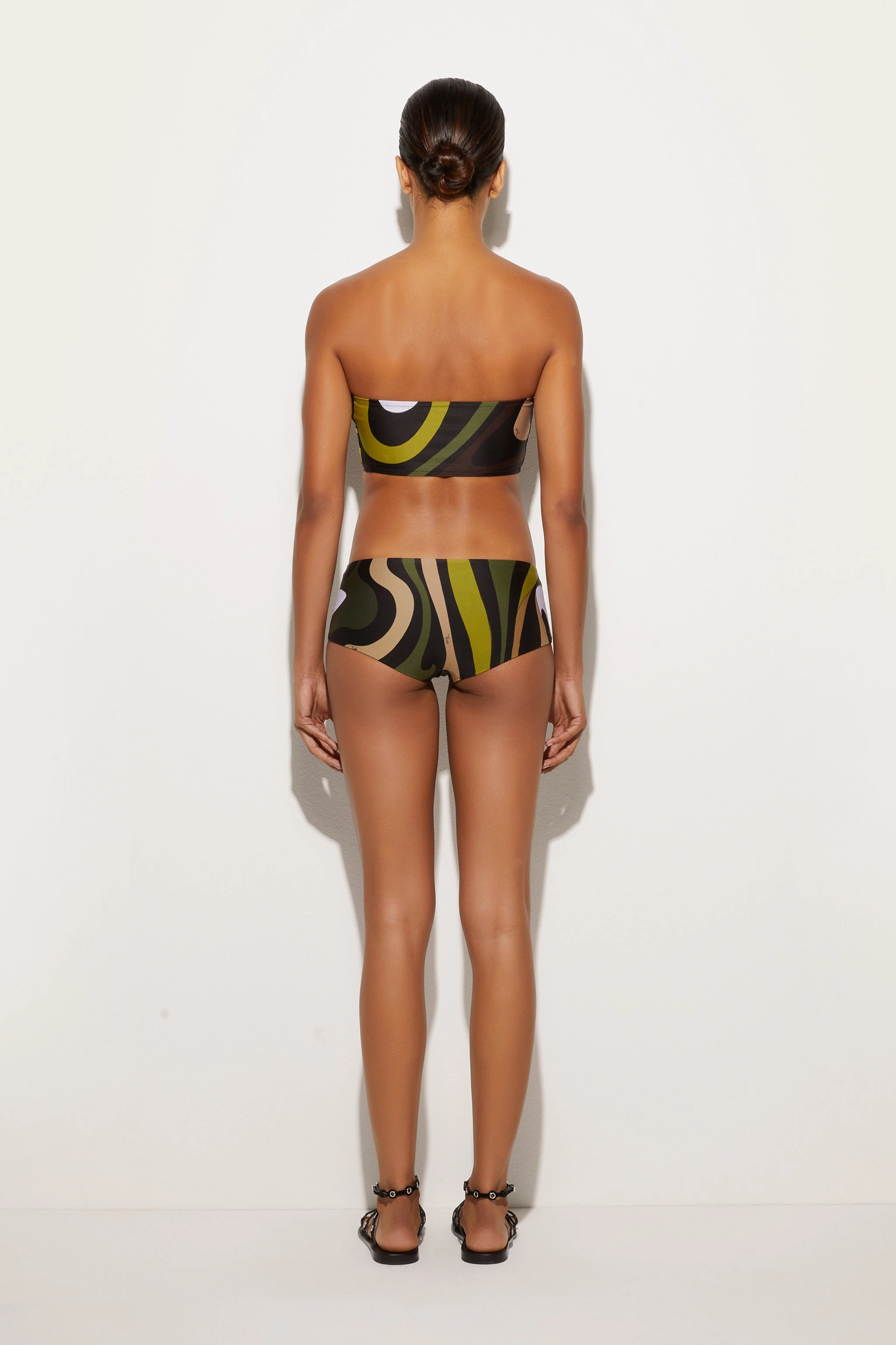 Marmo Print Bandeau Bikini Top UPF Protective Layer Anti Chafing Edges