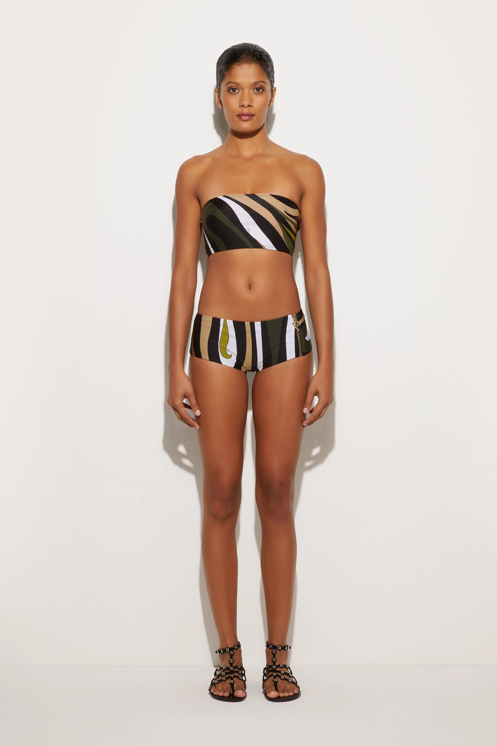 Marmo Print Bandeau Bikini Top Anti Microbial Lining