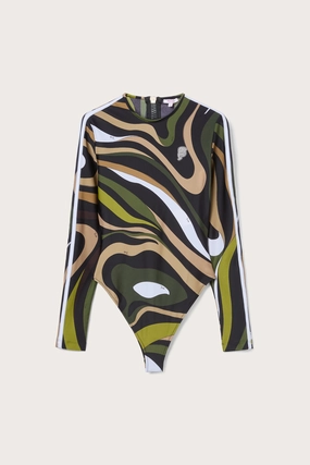 Marmo Print Long Sleeve Swimsuit Water Fun Lakeside Retreat