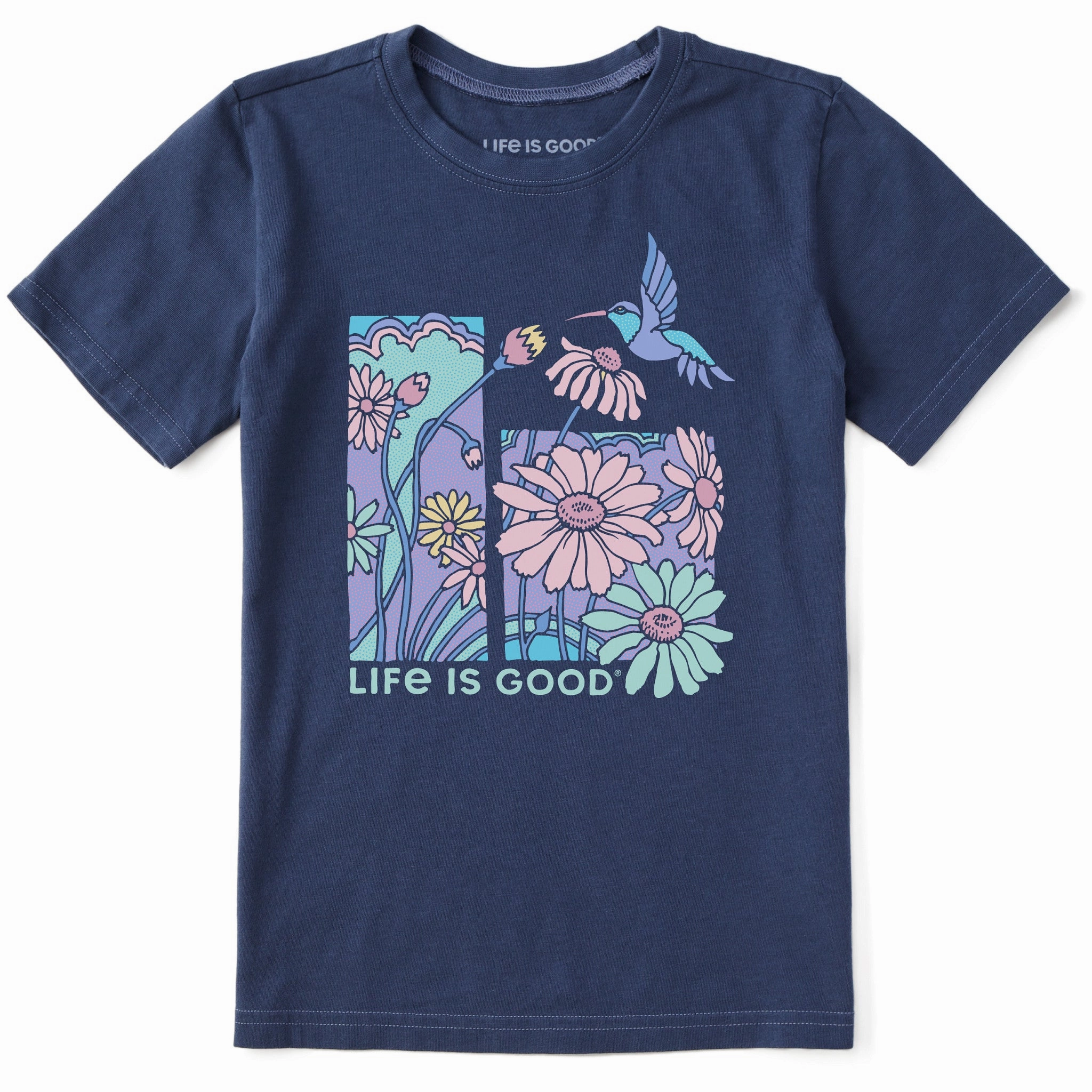 Kids Life is Good Hummingbird Short Sleeve Crusher Tee Soft and Stretchy