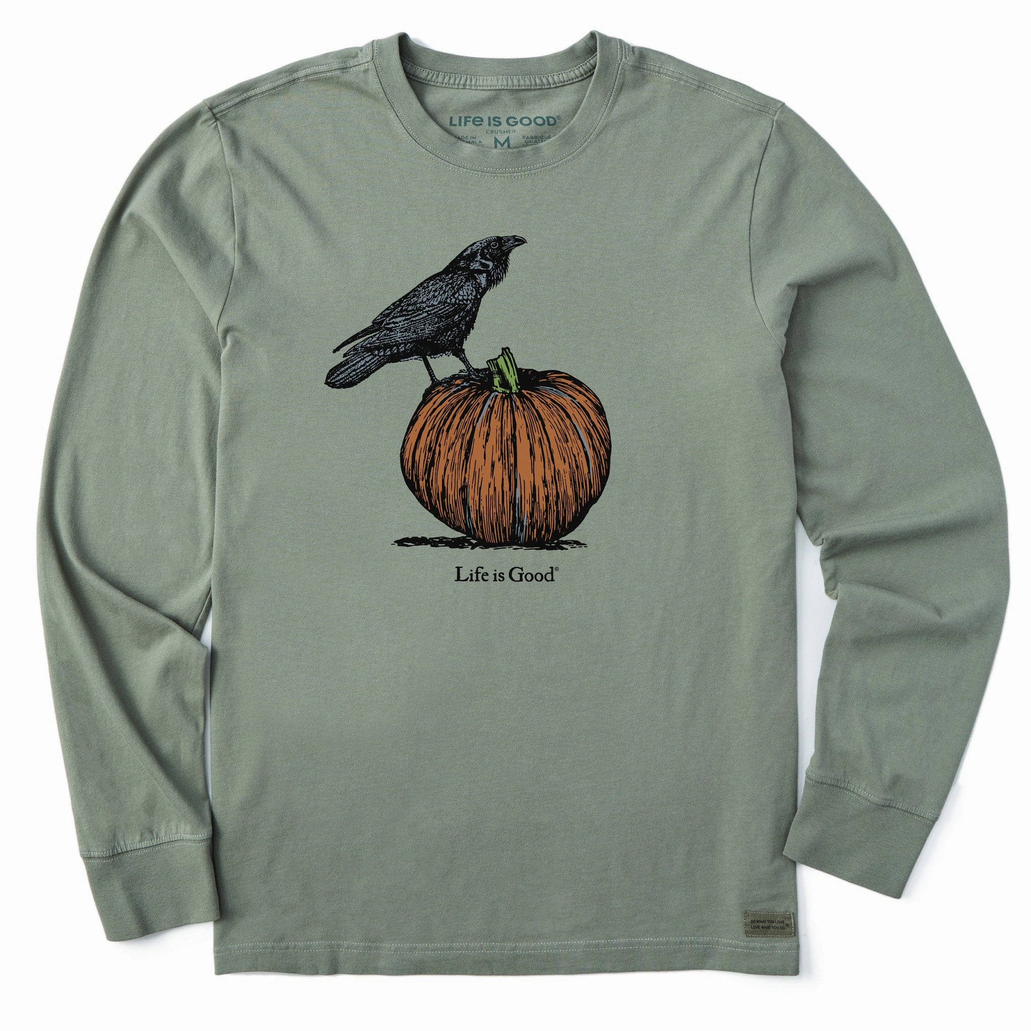 Men's Antique Raven & Pumpkin Long Sleeve Crusher Tee Sleek Design Fit
