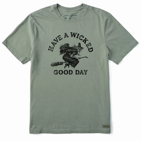 Men's Antique Wicked Good Day Witch Short Sleeve Crusher Tee Daily Style Trend