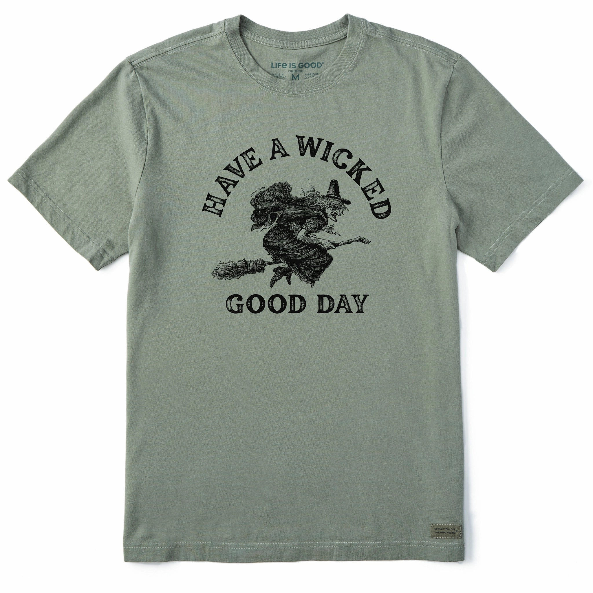 Men's Antique Wicked Good Day Witch Short Sleeve Crusher Tee Daily Style Trend