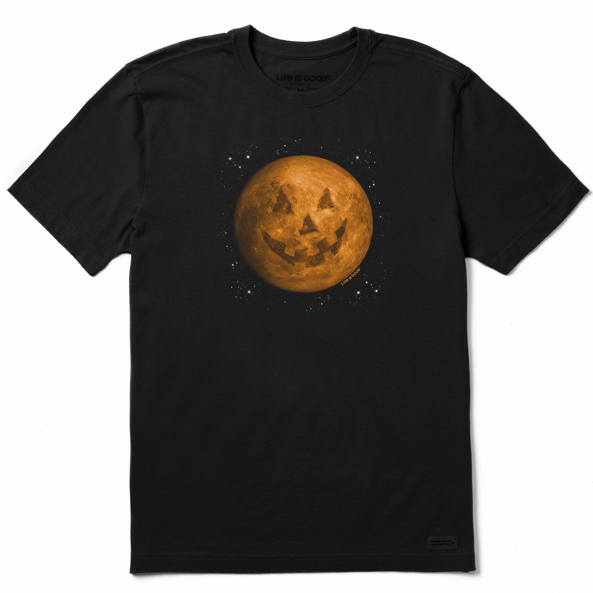 Men's Celestial Jack-O-Moon Short Sleeve Crusher Tee Stretch Waist Daily Trend