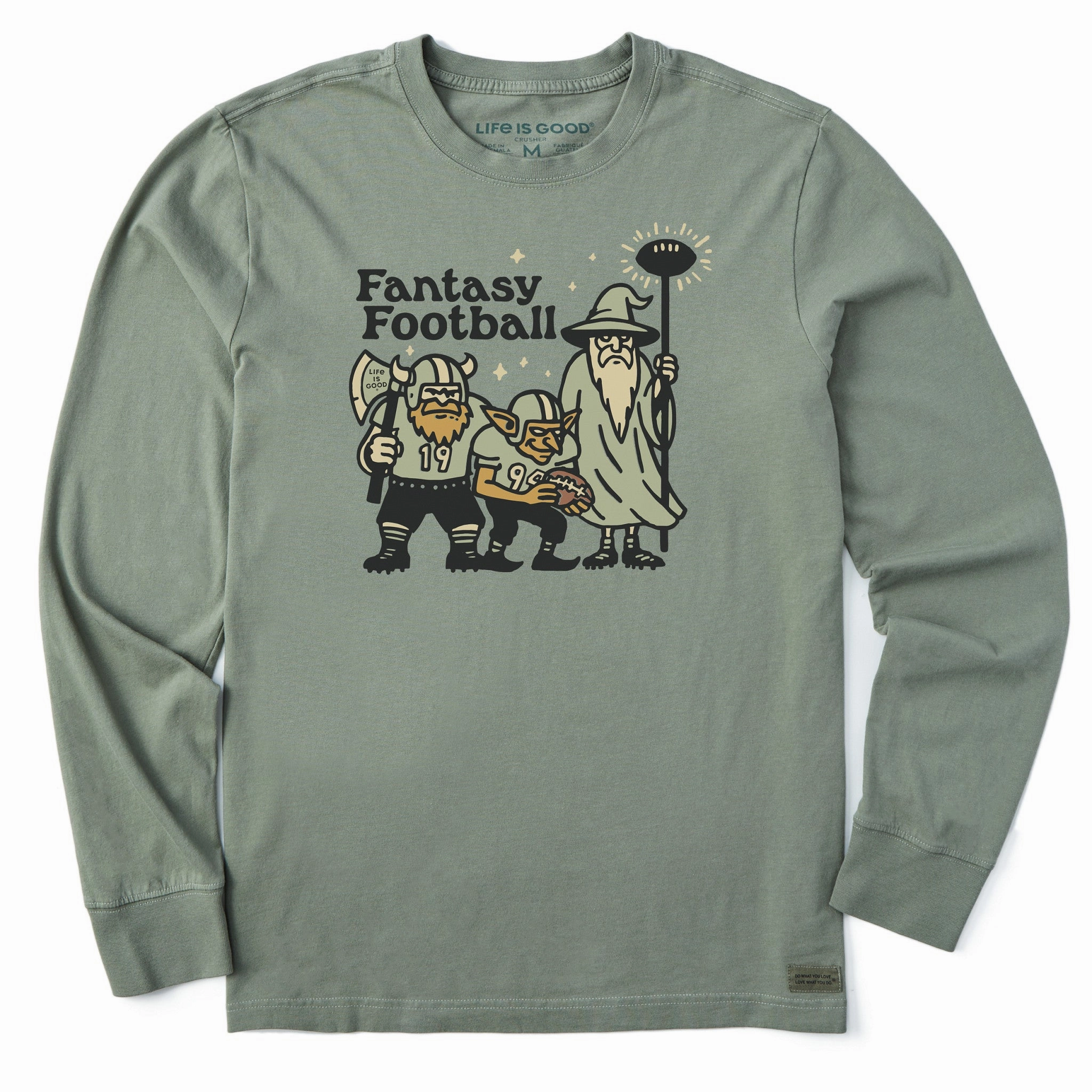 Essential Fit Flexible Neckline Men's Fantasy Football Trio Long Sleeve Crusher Tee