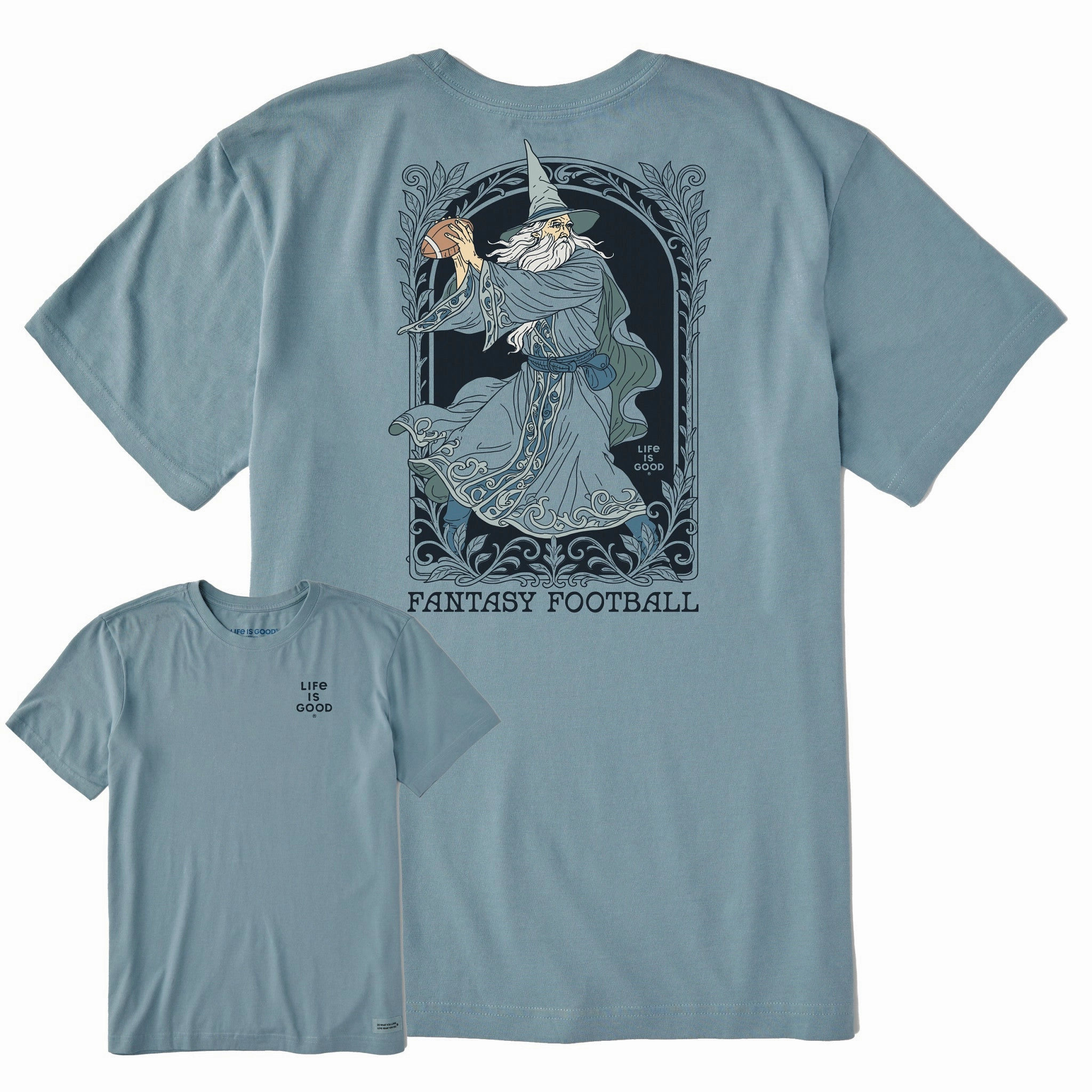 Wrinkle Resistant Cloth Cozy And Warm Men's Fantasy Football Wizard QB Short Sleeve Crusher Tee