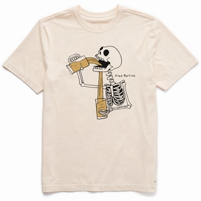 Seasonal Casual Men's Free Refills Skeleton Short Sleeve Crusher Tee