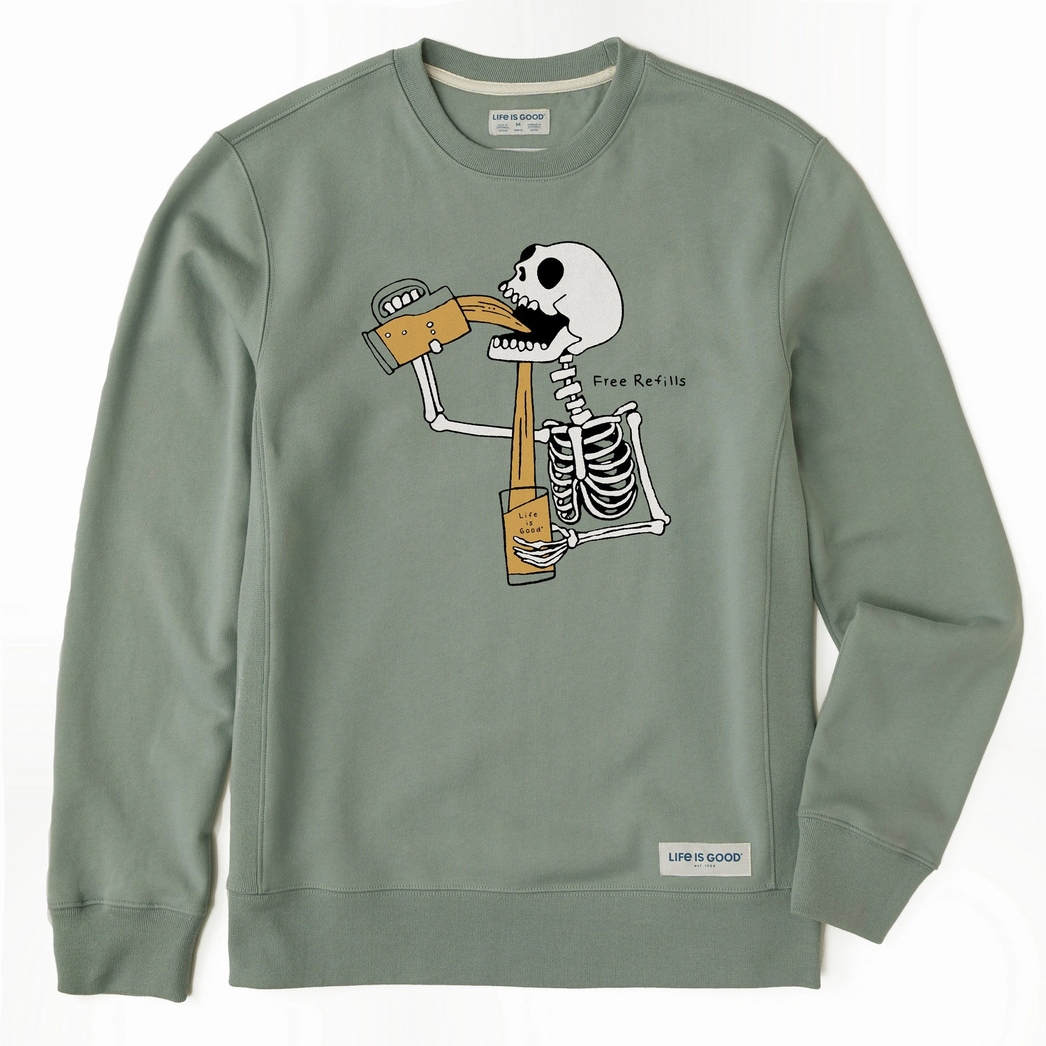 Reinforced Shoulder Seams Men's Free Refills Skeleton Simply True Fleece Crew