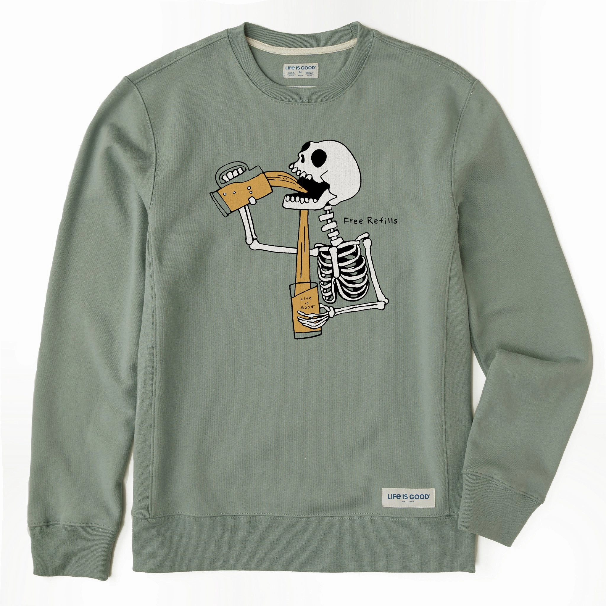 Men's Free Refills Skeleton Simply True Fleece Crew Microfiber Blend