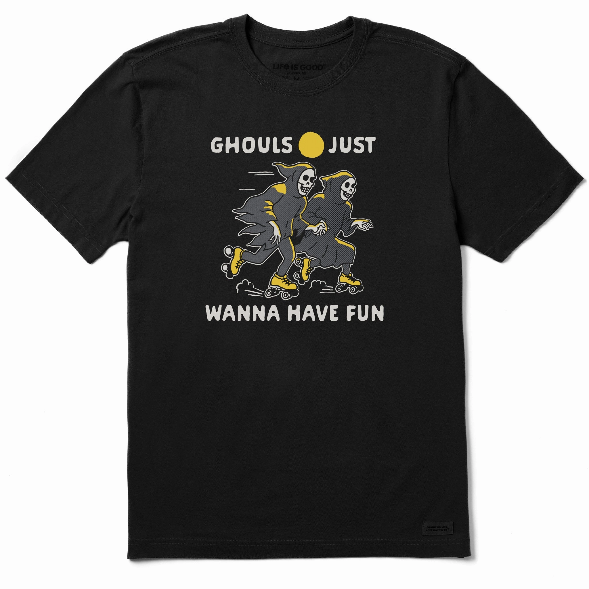 Men's Ghouls Just Wanna Have Fun Roller Skates Short Sleeve Tee Boat Neck