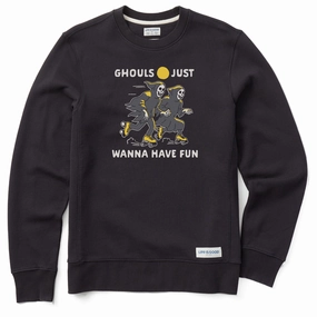 Men's Ghouls Just Wanna Have Fun Roller Skates Simply True Fleece Crew Holiday Style Trend Stretch Comfort