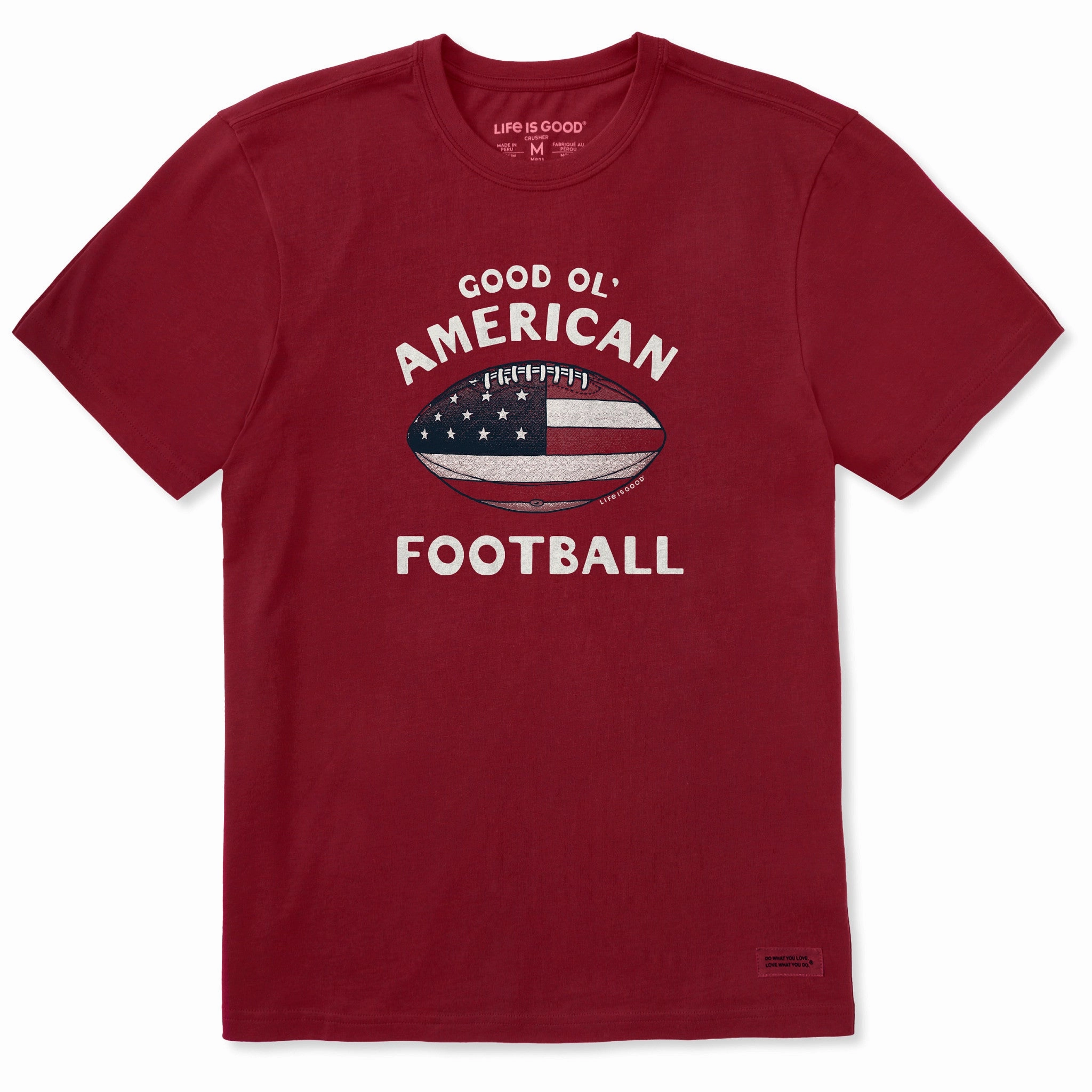Comfy Wardrobe Men's Good Ol' American Flag Football Short Sleeve Crusher Tee
