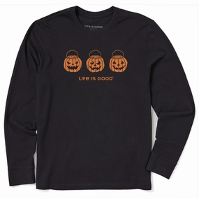 Active Comfort Style Men's Jack O Lantern Trio Long Sleeve Crusher Tee
