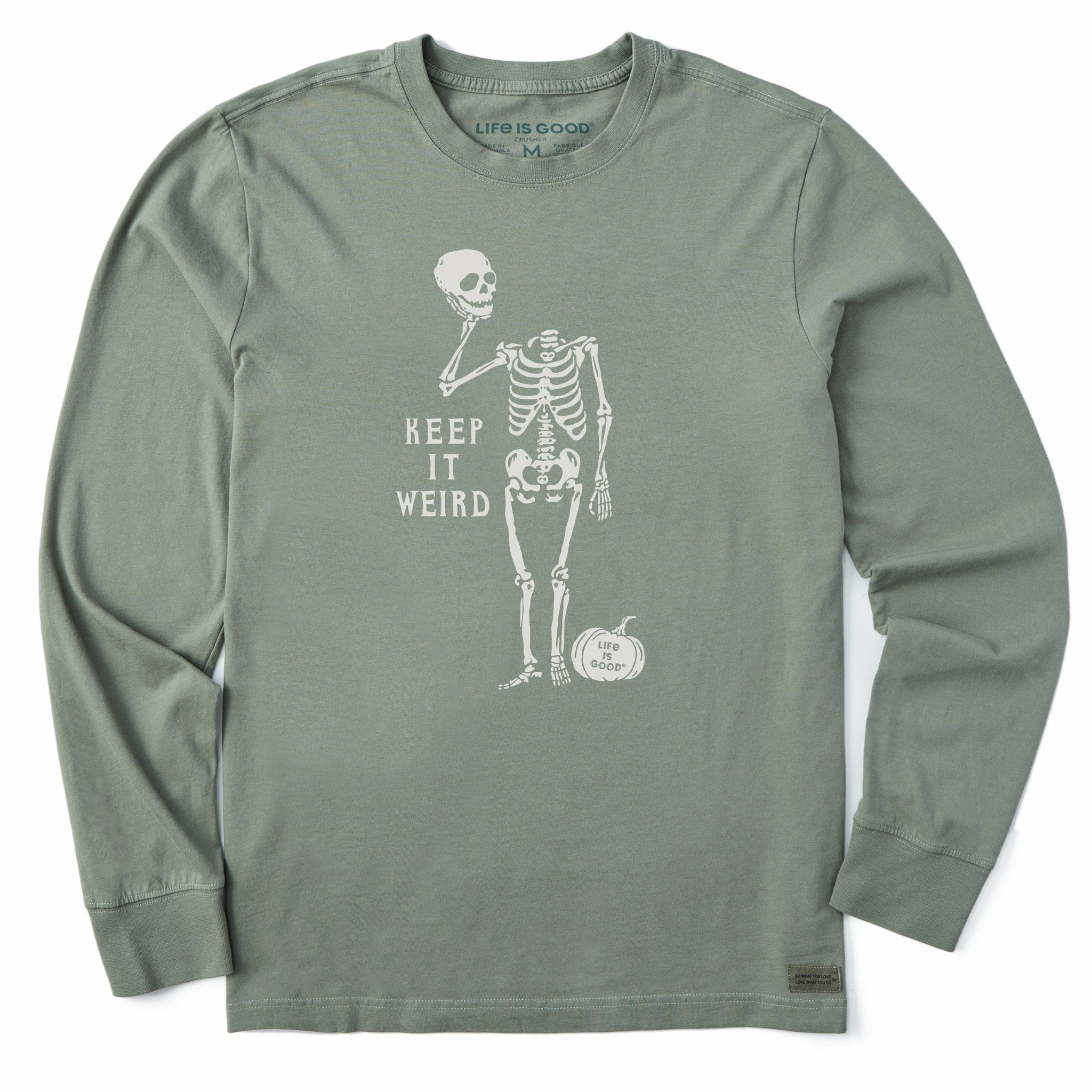 Men's Keep it Weird Skeleton Long Sleeve Crusher Tee Eco Friendly Fabric Fashion-Forward Fit