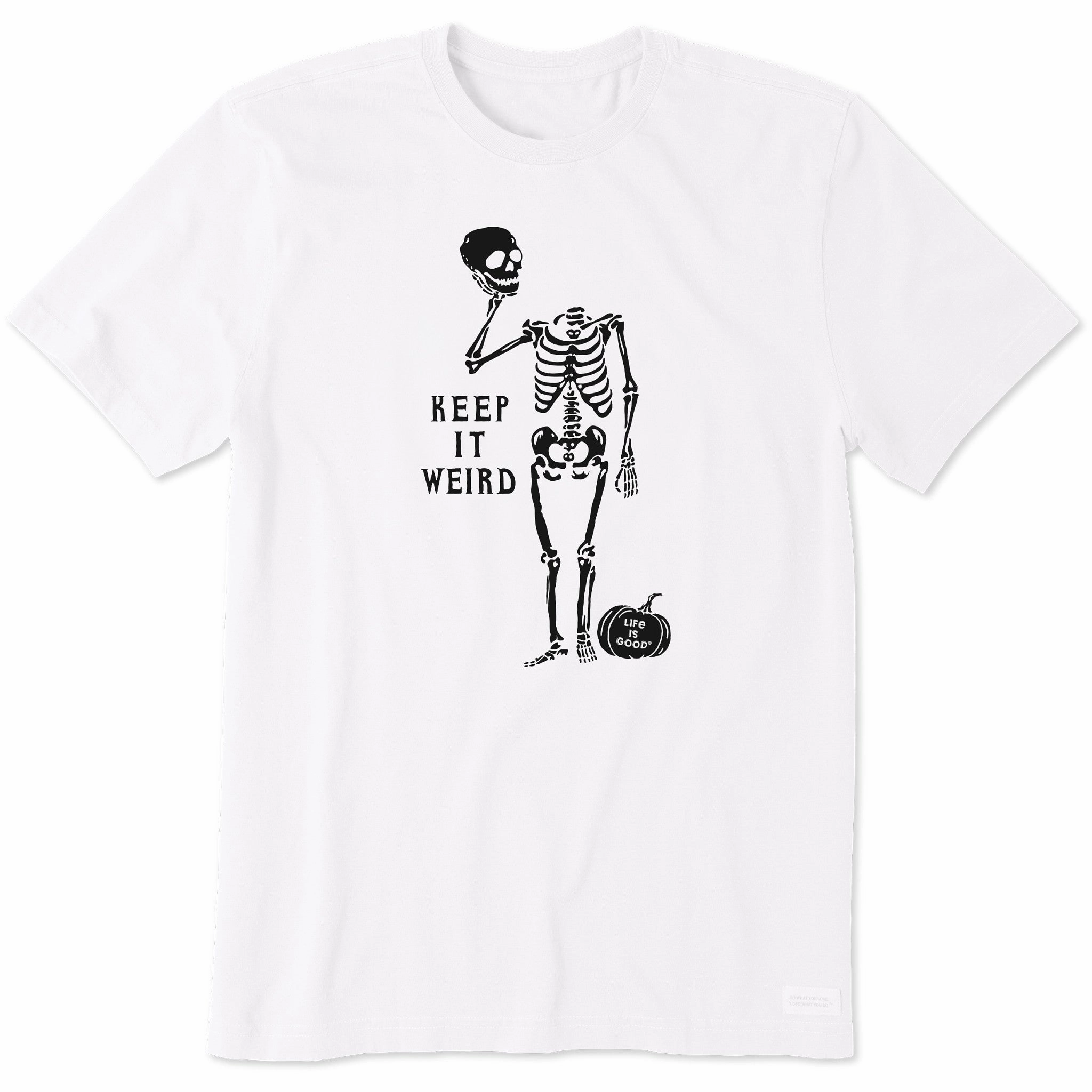 Holiday Style Men's Keep it Weird Skeleton Short Sleeve Crusher Tee